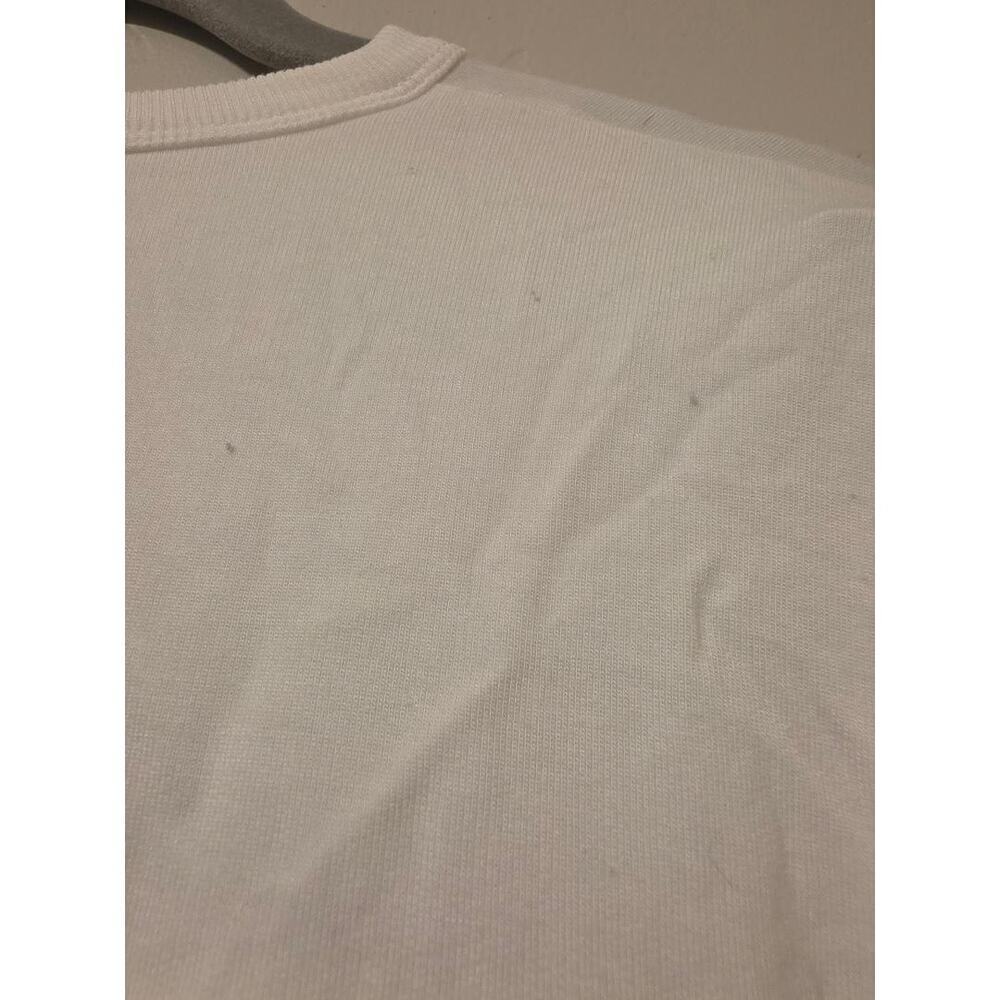 Workshop White Ribbed Long Sleeve Top | Minimal Soft Long Sleeve Tee XS - Picture 4 of 6